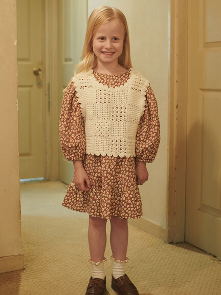 クロシェ風ニットベスト(ブラウン/キナリ)|Samansa Mos2 Lagom(KIDS)(サマンサモスモス ラーゴム)通販