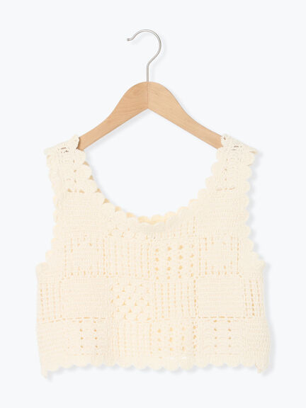 クロシェ風ニットベスト(ブラウン/キナリ)|Samansa Mos2 Lagom(KIDS)(サマンサモスモス ラーゴム)通販