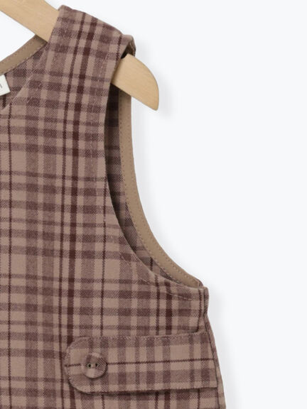 チェック柄ジャンバースカート(ブラウン/ネイビー)|Samansa Mos2 Lagom(KIDS)(サマンサモスモス ラーゴム)通販