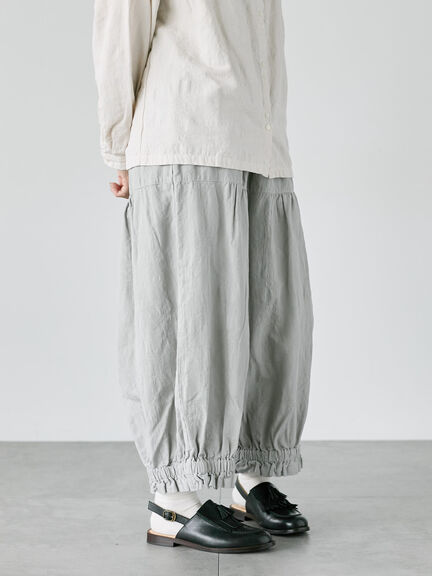 【WEB限定】コットンジャカード製品染め裾フリルパンツ(グレー/ブラック/キナリ)|TSUHARU by Samansa Mos2(ツハルバイサマンサモスモス)通販