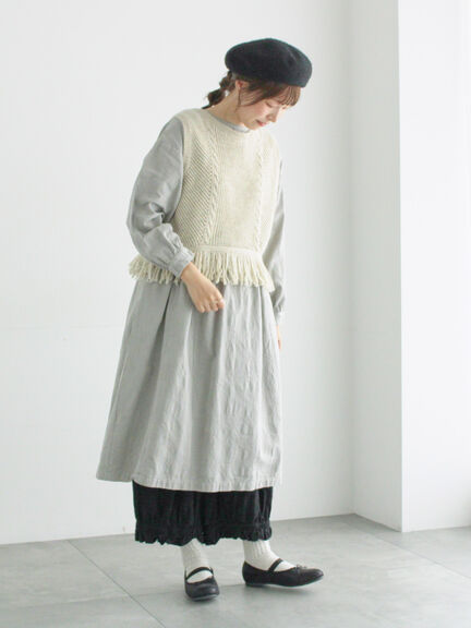 【WEB限定】コットンジャカード製品染め裾フリルパンツ(グレー/ブラック/キナリ)|TSUHARU by Samansa Mos2(ツハルバイサマンサモスモス)通販