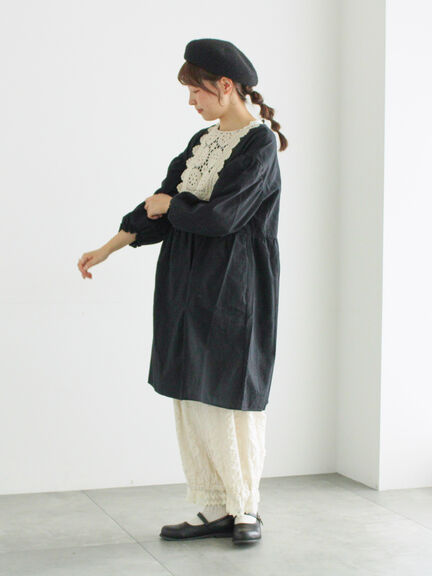 【WEB限定】コットンジャカード製品染め裾フリルパンツ(グレー/ブラック/キナリ)|TSUHARU by Samansa Mos2(ツハルバイサマンサモスモス)通販