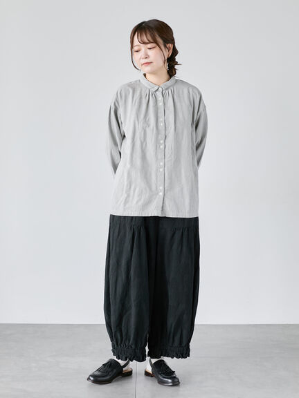 【WEB限定】コットンジャカード製品染め裾フリルパンツ(グレー/ブラック/キナリ)|TSUHARU by Samansa Mos2(ツハルバイサマンサモスモス)通販