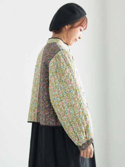 【LIBERTY】パッチワークキルトジャケット(レッド/キナリ)|TSUHARU by Samansa Mos2(ツハルバイサマンサモスモス)通販