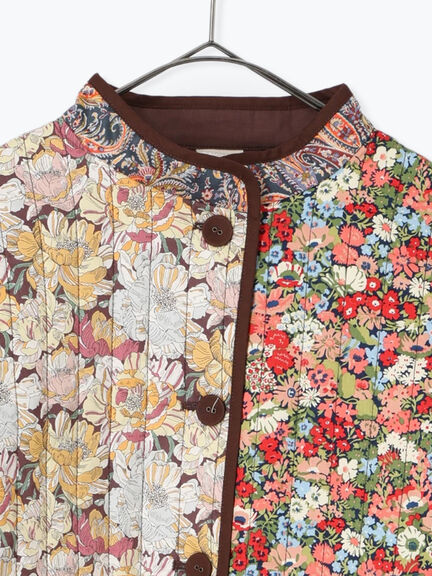 【LIBERTY】パッチワークキルトジャケット(レッド/キナリ)|TSUHARU by Samansa Mos2(ツハルバイサマンサモスモス)通販