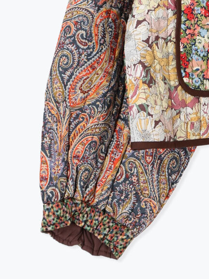 【LIBERTY】パッチワークキルトジャケット(レッド/キナリ)|TSUHARU by Samansa Mos2(ツハルバイサマンサモスモス)通販