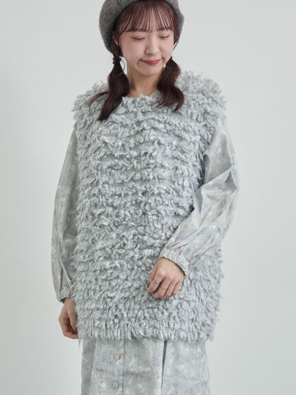 ループ編み前後2WAYニットベスト(グレー/オレンジ/キナリ)|TSUHARU by Samansa Mos2(ツハルバイサマンサモスモス)通販