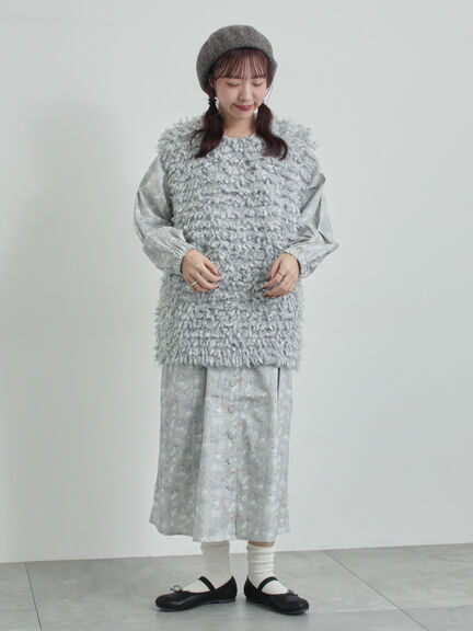 ループ編み前後2WAYニットベスト(グレー/オレンジ/キナリ)|TSUHARU by Samansa Mos2(ツハルバイサマンサモスモス)通販