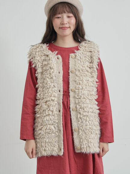 ループ編み前後2WAYニットベスト(グレー/オレンジ/キナリ)|TSUHARU by Samansa Mos2(ツハルバイサマンサモスモス)通販