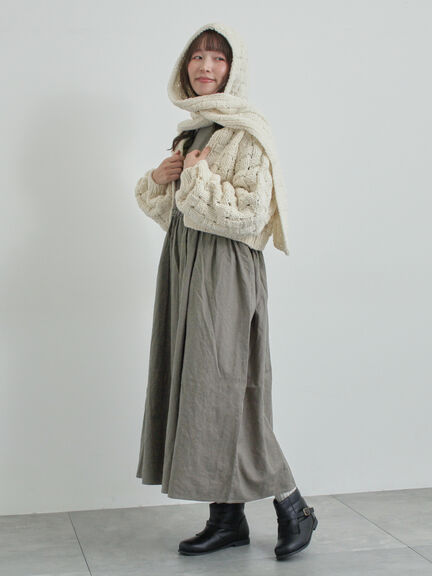 【WEB限定 Sサイズ】製品染めヘンプコットン前後着ギャザーワンピース(グレー/レッド/キナリ)|TSUHARU by Samansa Mos2(ツハルバイサマンサモスモス)通販