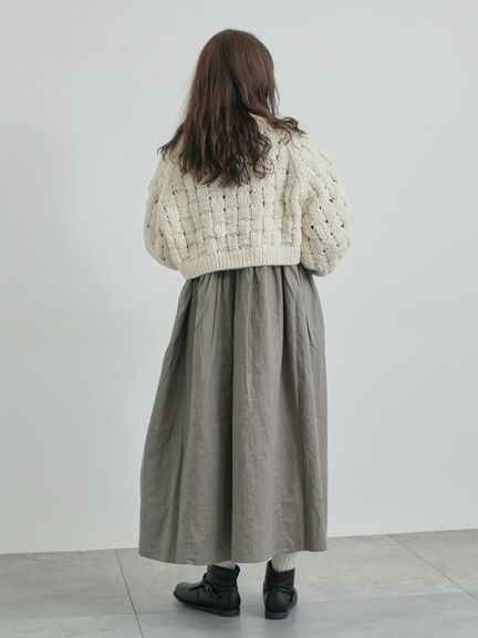 【WEB限定 Sサイズ】製品染めヘンプコットン前後着ギャザーワンピース(グレー/レッド/キナリ)|TSUHARU by Samansa Mos2(ツハルバイサマンサモスモス)通販