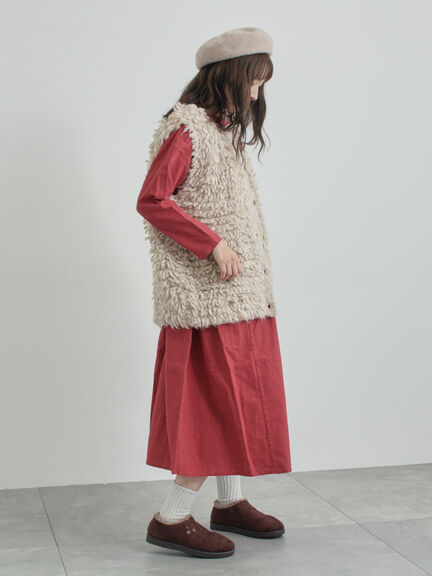 【WEB限定 Sサイズ】製品染めヘンプコットン前後着ギャザーワンピース(グレー/レッド/キナリ)|TSUHARU by Samansa Mos2(ツハルバイサマンサモスモス)通販