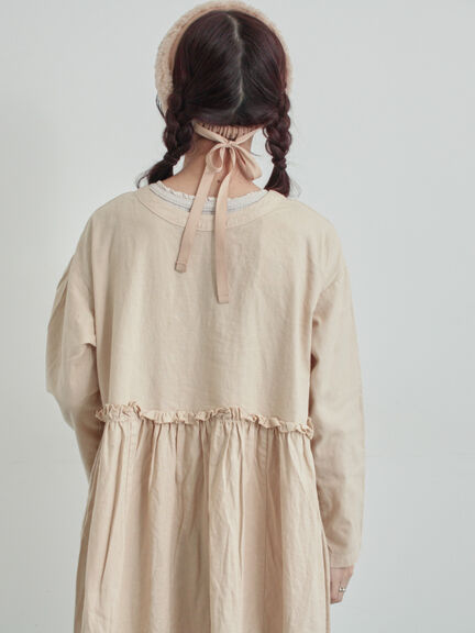 【WEB限定 Sサイズ】製品染めヘンプコットン前後着ギャザーワンピース(グレー/レッド/キナリ)|TSUHARU by Samansa Mos2(ツハルバイサマンサモスモス)通販