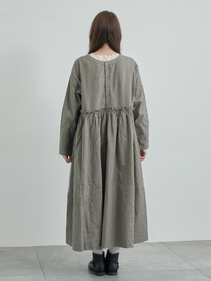 【WEB限定 Sサイズ】製品染めヘンプコットン前後着ギャザーワンピース(グレー/レッド/キナリ)|TSUHARU by Samansa Mos2(ツハルバイサマンサモスモス)通販