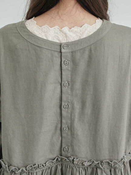 【WEB限定 Sサイズ】製品染めヘンプコットン前後着ギャザーワンピース(グレー/レッド/キナリ)|TSUHARU by Samansa Mos2(ツハルバイサマンサモスモス)通販