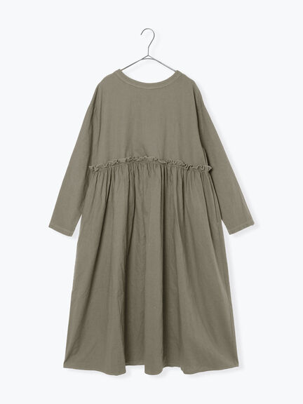 【WEB限定 Sサイズ】製品染めヘンプコットン前後着ギャザーワンピース(グレー/レッド/キナリ)|TSUHARU by Samansa Mos2(ツハルバイサマンサモスモス)通販