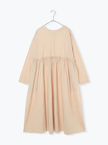 【WEB限定 Sサイズ】製品染めヘンプコットン前後着ギャザーワンピース(グレー/レッド/キナリ)|TSUHARU by Samansa Mos2(ツハルバイサマンサモスモス)通販