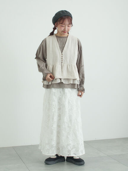 【WHITE COLLECTION】オーバーレーススカート（ホワイト）｜TSUHARU by Samansa Mos2（ツハルバイサマンサモスモス）通販