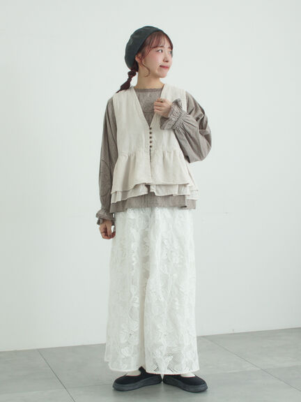 【WHITE COLLECTION】オーバーレーススカート（ホワイト）｜TSUHARU by Samansa Mos2（ツハルバイサマンサモスモス）通販