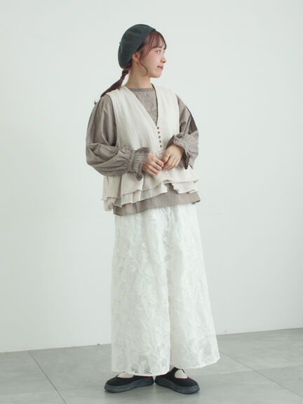 【WHITE COLLECTION】オーバーレーススカート（ホワイト）｜TSUHARU by Samansa Mos2（ツハルバイサマンサモスモス）通販