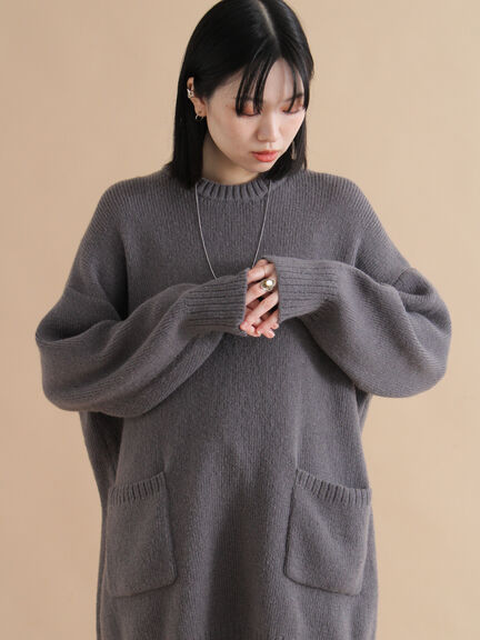 モヘヤライクニットチュニックワンピース(チャコールグレー/ブラウン/イエロー)|sm2rhythm(サマンサモスモス リズム)通販