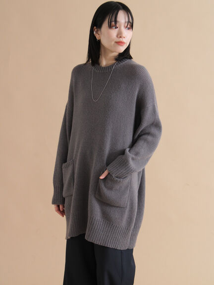 モヘヤライクニットチュニックワンピース(チャコールグレー/ブラウン/イエロー)|sm2rhythm(サマンサモスモス リズム)通販