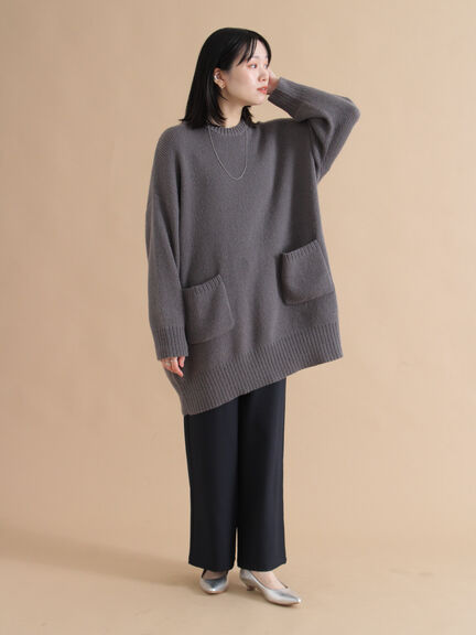 モヘヤライクニットチュニックワンピース(チャコールグレー/ブラウン/イエロー)|sm2rhythm(サマンサモスモス リズム)通販