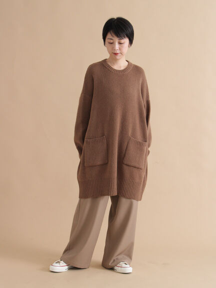 モヘヤライクニットチュニックワンピース(チャコールグレー/ブラウン/イエロー)|sm2rhythm(サマンサモスモス リズム)通販