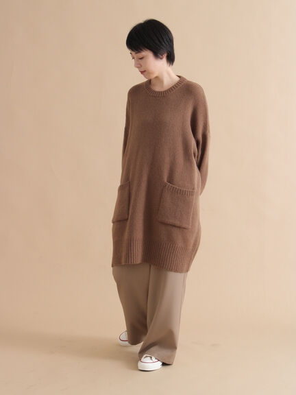 モヘヤライクニットチュニックワンピース(チャコールグレー/ブラウン/イエロー)|sm2rhythm(サマンサモスモス リズム)通販