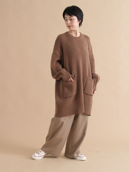 モヘヤライクニットチュニックワンピース(チャコールグレー/ブラウン/イエロー)|sm2rhythm(サマンサモスモス リズム)通販