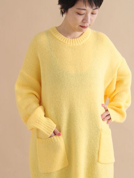 モヘヤライクニットチュニックワンピース(チャコールグレー/ブラウン/イエロー)|sm2rhythm(サマンサモスモス リズム)通販