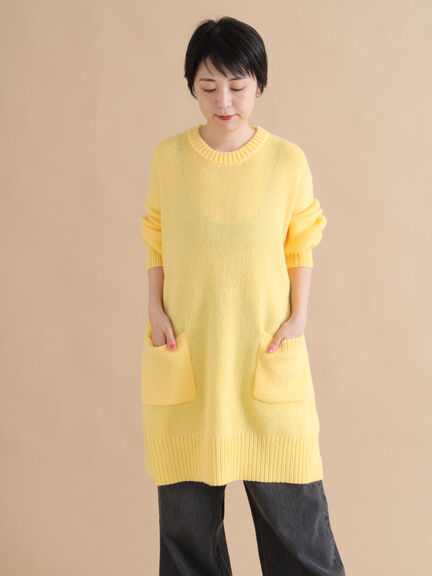 モヘヤライクニットチュニックワンピース(チャコールグレー/ブラウン/イエロー)|sm2rhythm(サマンサモスモス リズム)通販