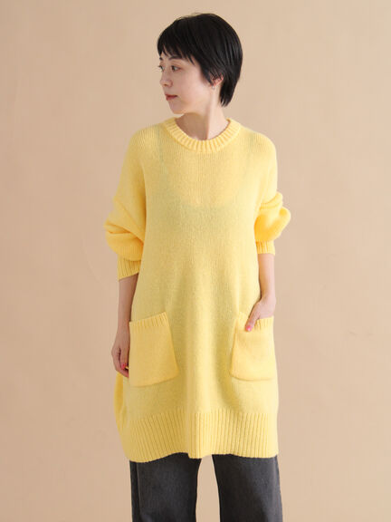 モヘヤライクニットチュニックワンピース(チャコールグレー/ブラウン/イエロー)|sm2rhythm(サマンサモスモス リズム)通販