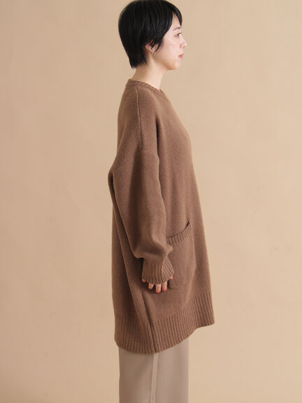 モヘヤライクニットチュニックワンピース(チャコールグレー/ブラウン/イエロー)|sm2rhythm(サマンサモスモス リズム)通販