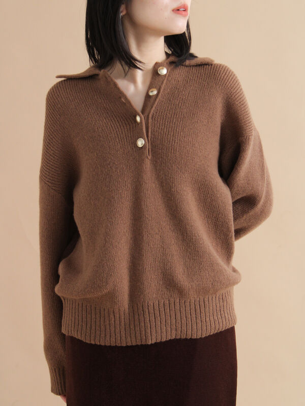 モヘヤライク衿付ニットプルオーバー(ブラウン)|sm2rhythm(サマンサモスモス リズム)通販