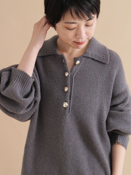 モヘヤライク衿付ニットプルオーバー(チャコールグレー/ブラウン/イエロー)|sm2rhythm(サマンサモスモス リズム)通販