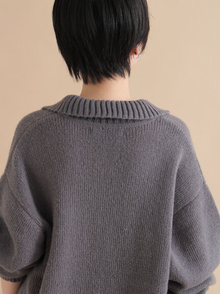 モヘヤライク衿付ニットプルオーバー(チャコールグレー/ブラウン/イエロー)|sm2rhythm(サマンサモスモス リズム)通販