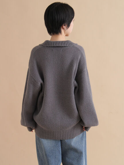 モヘヤライク衿付ニットプルオーバー(チャコールグレー/ブラウン/イエロー)|sm2rhythm(サマンサモスモス リズム)通販