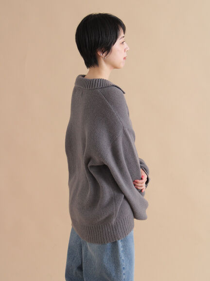 モヘヤライク衿付ニットプルオーバー(チャコールグレー/ブラウン/イエロー)|sm2rhythm(サマンサモスモス リズム)通販