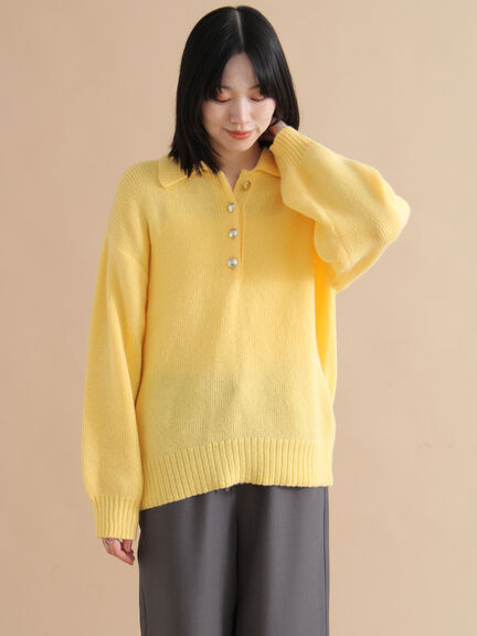 モヘヤライク衿付ニットプルオーバー(チャコールグレー/ブラウン/イエロー)|sm2rhythm(サマンサモスモス リズム)通販