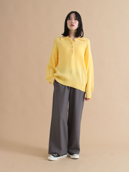 モヘヤライク衿付ニットプルオーバー(チャコールグレー/ブラウン/イエロー)|sm2rhythm(サマンサモスモス リズム)通販