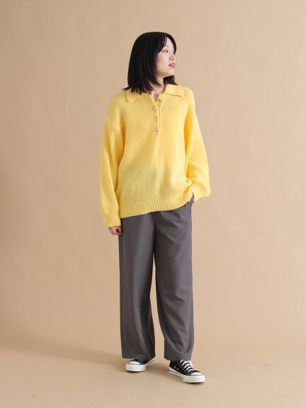 モヘヤライク衿付ニットプルオーバー(チャコールグレー/ブラウン/イエロー)|sm2rhythm(サマンサモスモス リズム)通販