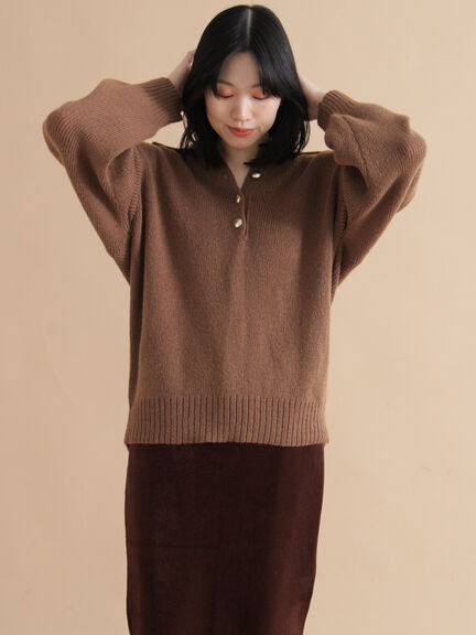 モヘヤライク衿付ニットプルオーバー(チャコールグレー/ブラウン/イエロー)|sm2rhythm(サマンサモスモス リズム)通販