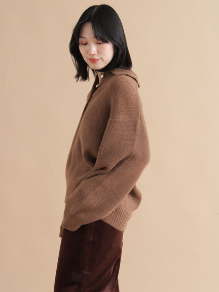 モヘヤライク衿付ニットプルオーバー(チャコールグレー/ブラウン/イエロー)|sm2rhythm(サマンサモスモス リズム)通販