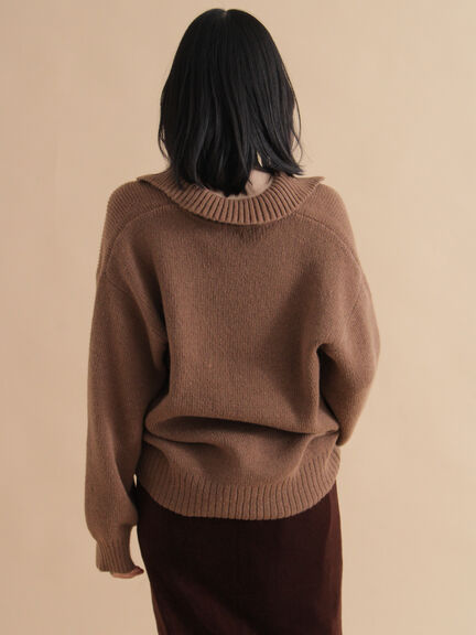 モヘヤライク衿付ニットプルオーバー(チャコールグレー/ブラウン/イエロー)|sm2rhythm(サマンサモスモス リズム)通販