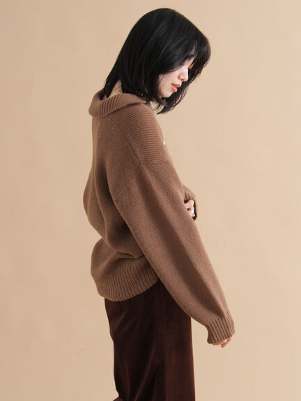 モヘヤライク衿付ニットプルオーバー(チャコールグレー/ブラウン/イエロー)|sm2rhythm(サマンサモスモス リズム)通販