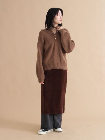 モヘヤライク衿付ニットプルオーバー(チャコールグレー/ブラウン/イエロー)|sm2rhythm(サマンサモスモス リズム)通販