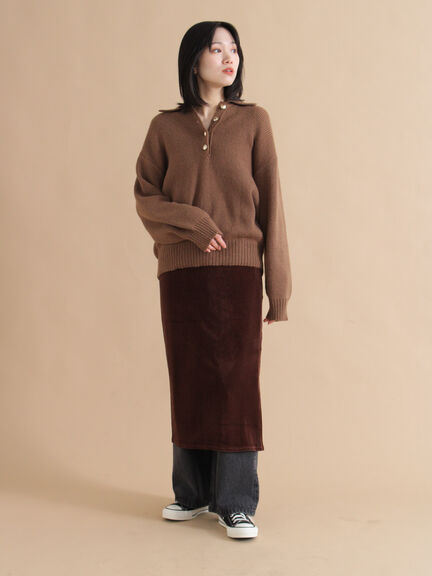 モヘヤライク衿付ニットプルオーバー(チャコールグレー/ブラウン/イエロー)|sm2rhythm(サマンサモスモス リズム)通販