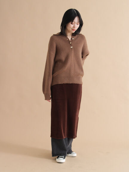 モヘヤライク衿付ニットプルオーバー(チャコールグレー/ブラウン/イエロー)|sm2rhythm(サマンサモスモス リズム)通販