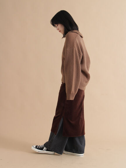 モヘヤライク衿付ニットプルオーバー(チャコールグレー/ブラウン/イエロー)|sm2rhythm(サマンサモスモス リズム)通販